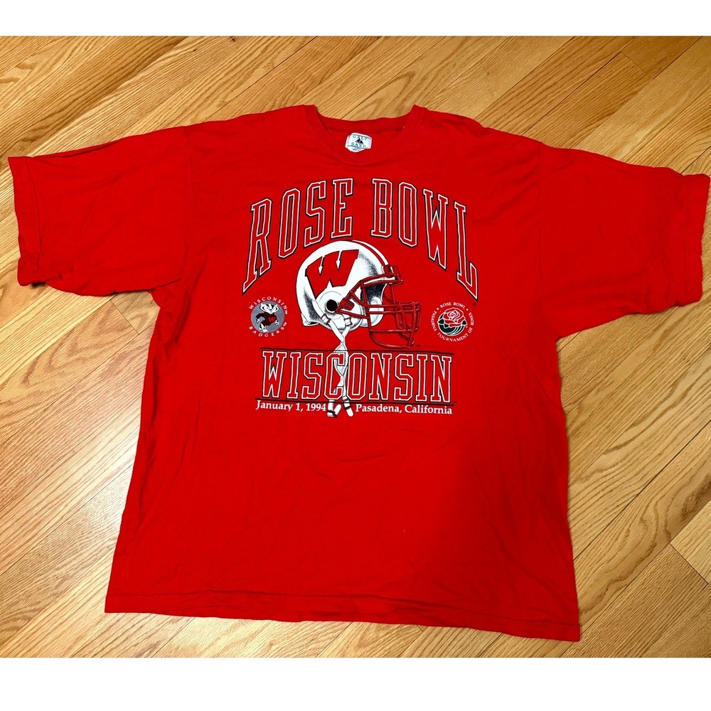 Vintage Galt Sand Wisconsin Badgers Rose Bowl 1994 T-Shirt Red Mens XL USA Made